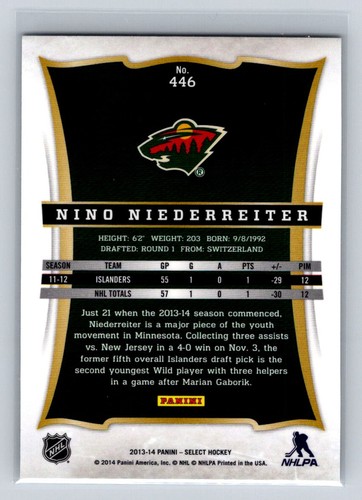2013 Panini Select Expo #446 Nino Niederreiter Cracked Ice - Picture 2 of 2