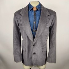 Pioneer Wear Blazer Jacket Corduroy Sport Coat Western Yoke Vtg Gray Mens 48 R