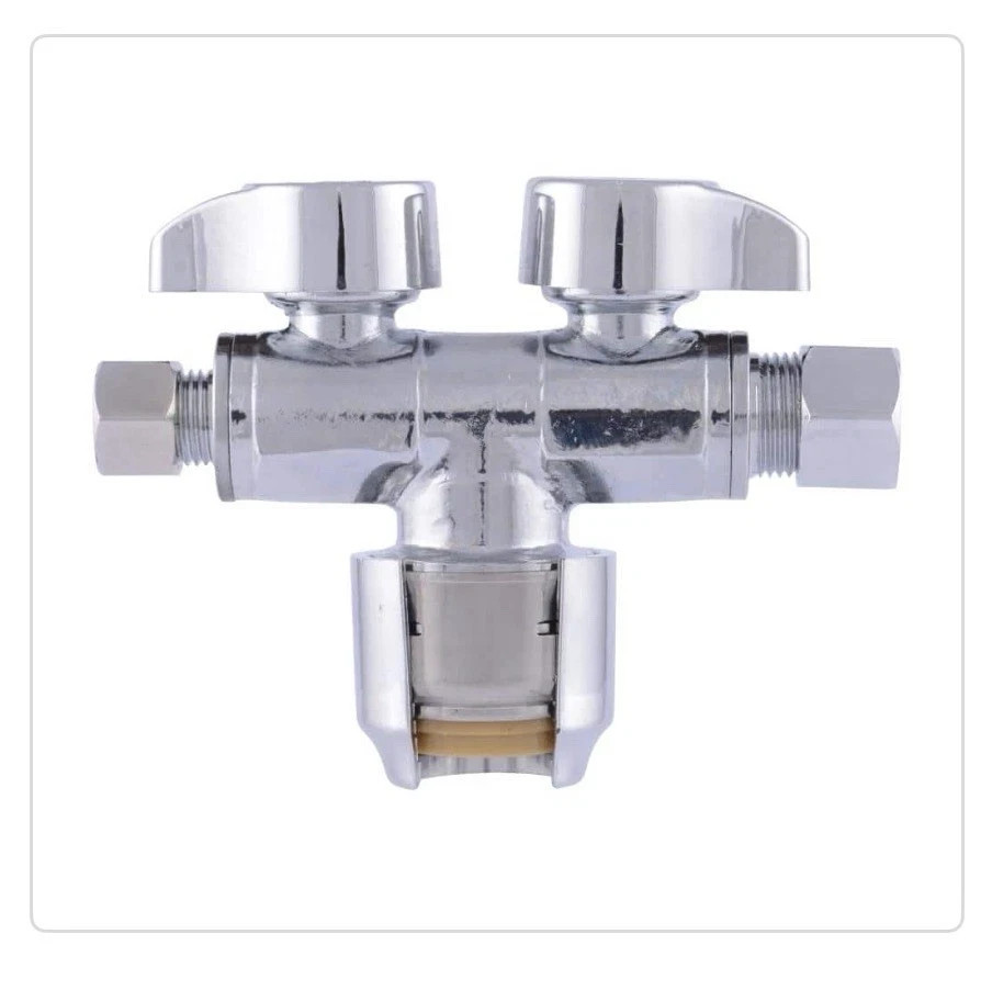 SharkBite MAX URDS123814, 1/2” x 3/8” O.D. x 1/4” O.D. Comp, Dual Shut-off Valve