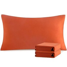 King Pillowcase Set - 2 Pack Brushed Microfiber King 20" x 40" Brunt Orange