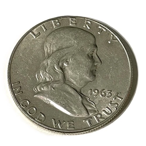 1963-D Franklin Half Dollar – 90% Silver – Strong Detail – EF/AU Circulated Coin