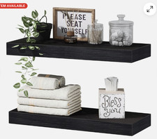 QEEIG Black Bathroom Floating Shelves 16" Black