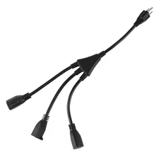 1 to 3 Power Cord Splitter Cable, 1.5FT Indoor 3 Prong Power Strip for Hallow...