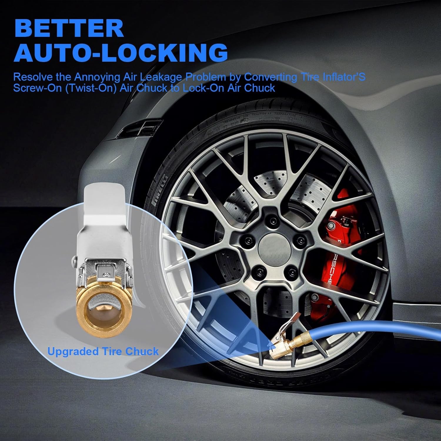 2-Pack Brass Tire Air Chuck Locking Quick Connect Inflator Hose Adapter No Leaka