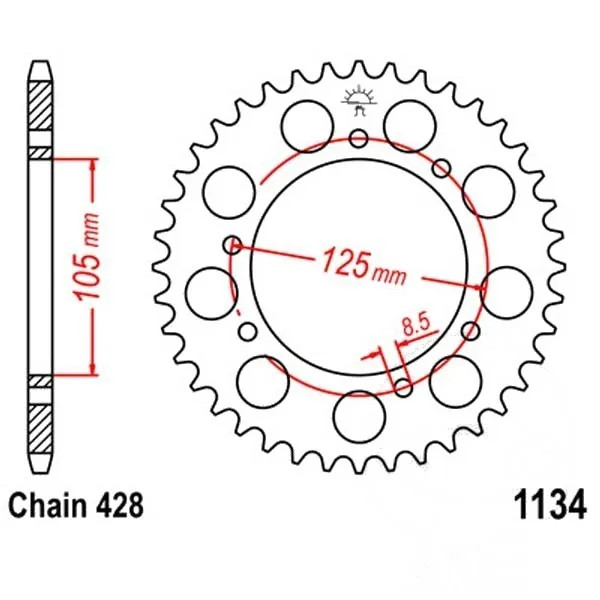 Kettenrad Stahl 50-ZäHne 428-Teilung FüR Rieju Marathon 125 AC Cross 2014-2017-image