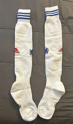 Chelsea Fc Adidas Soccer Socks Men's Size large White Stitched Brand New Rare