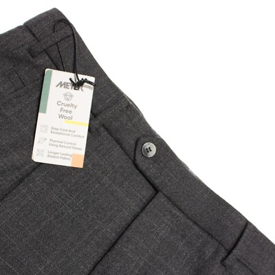 Meyer NWT Dress Pants Size 50 34 US Milano In Subtle Gray Plaid Polyester Blend