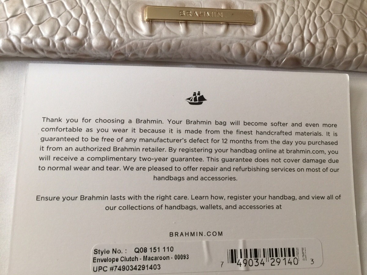 Brahmin Envelope Clutch Macaroon Melbourne Croc Embossed Leather