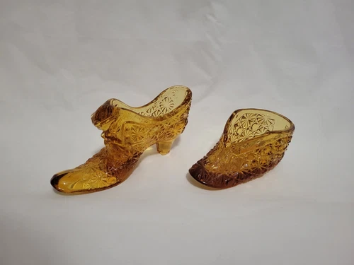 Vintage Fenton Lot ~  Hobnail Cathead Slipper / OVG Amber Bootie Excellent Cond