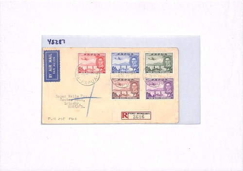 PAPUA KGVI FDC Air Mail 1939 Full Set{5} First Day Cover Grimsby via USA YS287 - 第 5/10 張圖片
