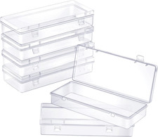 6 Pack Small Plastic Storage Containers with Hinged Lids, Rectangle Clear Plasti
