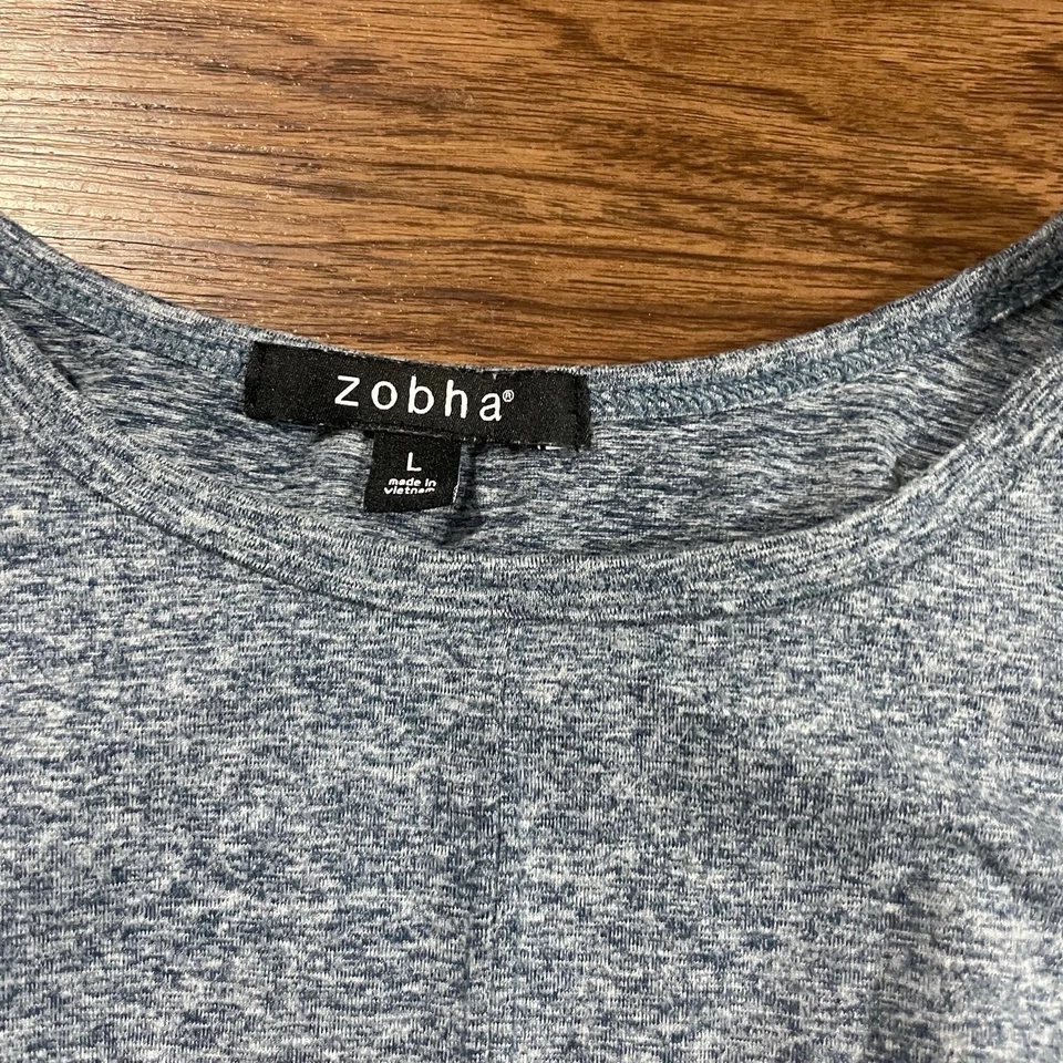 Camisa corta ZOBHA Twist Frontal Sin mangas Yoga para mujer talla grande azul Foto 2 de 4