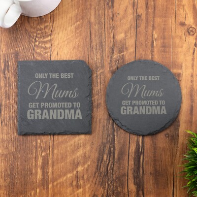 Beste Mütter werden zur Oma befördert Untersetzer Lasergravur Schiefer Kaffee Tee Geschenk