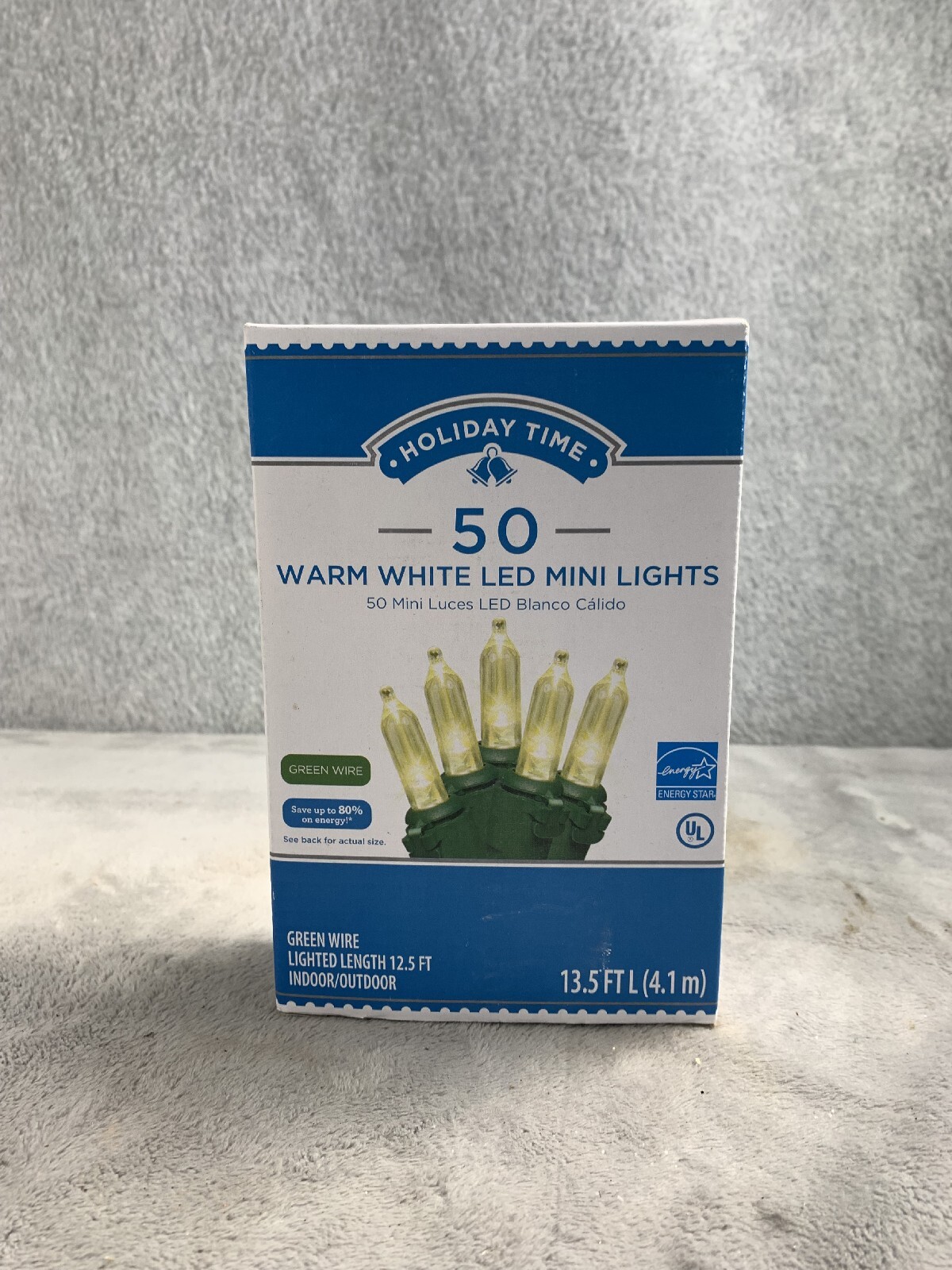 Holiday Time 50 LED Warm White Mini Lights White Wire Set Christmas