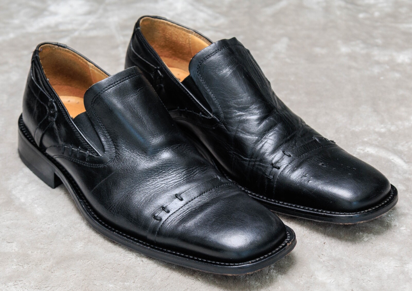 SAOLA Mocassini Kenneth Cole New York neri in pelle punta quadrata da uomo taglia 10