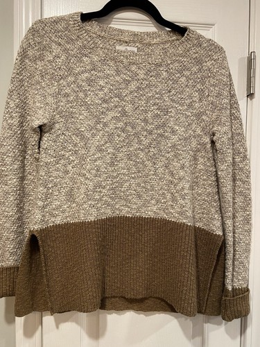 L.L. Bean Size XXS Cotton Linen Pullover Sweater Color Block Neutral