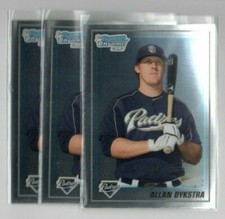 ALLAN DYKSTRA SAN DIEGO PADRES 2010 BOWMAN CHROME 1ST 3X ROOKIE RC LOT