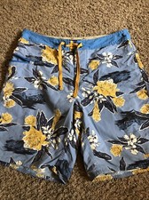 Patagonia Blue Floral Board Swim Shorts Mens Size 31 Blue Yellow Unlined GUC