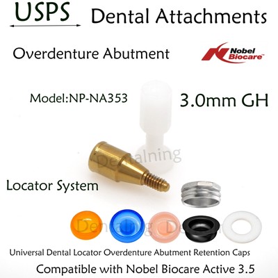 US Dental Overdenture Locator Abutment & Male Caps For Nobel Biocare NP 3.0mm