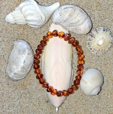 BERNSTEIN AMBER ARM BAND REIF STEINE UNISEX SCHMUCK EDEL STEIN COGNAC COLOR B35