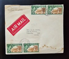 JAMAICA Cover KGVI 4 Stamps 4 Pence 4d CITRUS GROVE Sent to Lebanon Indiana USA