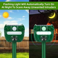 Yard Animal Repeller 2 Pack Solar Ultrasonic with Motion Sensor Deterrent Light