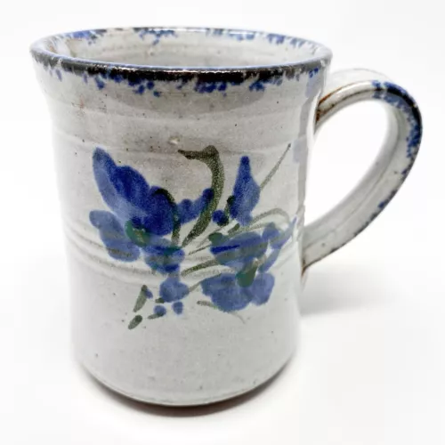 Owens Seagrove Pottery Mug Floral Mug Redware Mug Hand Painted NC Pottery Marked