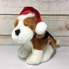 Russ Berrie "Buddy" Beagle Puppy Santa Hat Plush