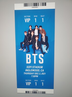 2021 BTS Bangtan Boys Commemorative Ticket Stub for SOFI Stadium