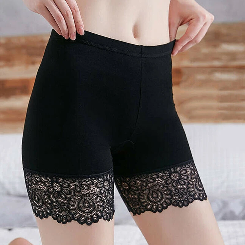 Women Safety Shorts Boxer Briefs Panties Lace Trim Long Leg Underwear  Underpants