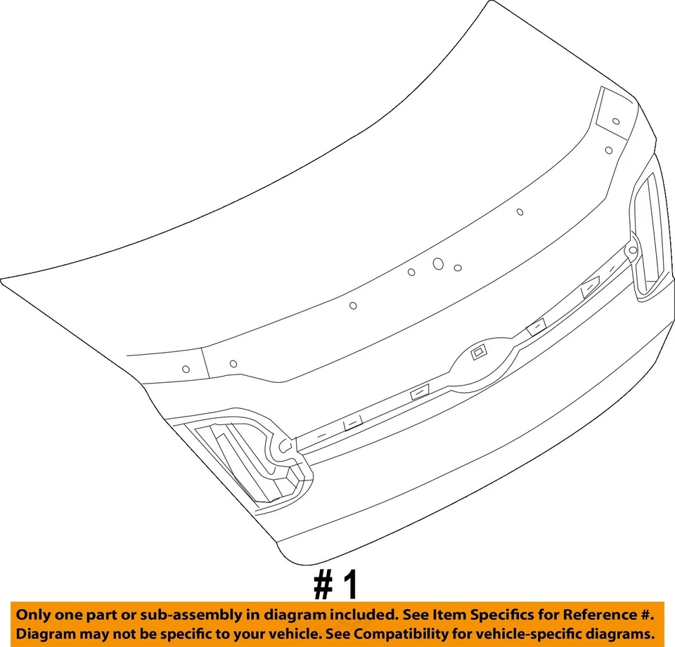 Used Deck Lid fits: 2014 Ford Taurus Limited w/o spoiler Grade A - Изображение 4 из 4