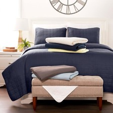 Luxury Ultra Soft Square Quilted 3 Piece Coverlet Set - Kaycie Gray Fashion