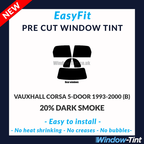 EasyFit Static Pre Cut Tint For Vauxhall Corsa 5-door 93-00 (B) - 20% Dark Rear - 第 1/3 張圖片