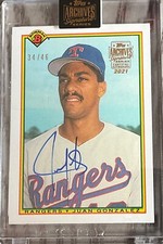 2021 TOPPS ARCHIVES 1990 BOWMAN ROOKIE JUAN GONZALEZ AUTOGRAPH #D/46 RANGERS