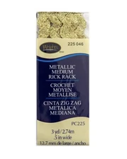 Wrights Metallic Medium Rick Rack PC225 Gold Metallic 3yd x 0.5" NEW