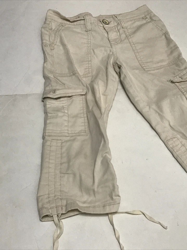 Glo 牛仔裤 8 码女孩米色工装 Capri 3557 — 第 3/4 张图片