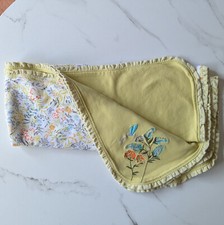Vintage HTF Gymboree 2004 Baby Blanket - green, flowers, white, ruffles