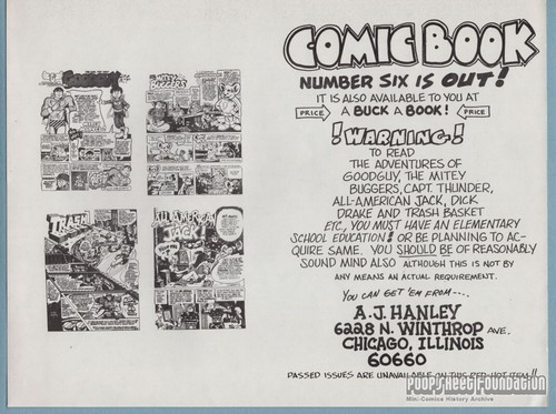 COMIC BUCH Fanzine FLYER Werbung ALAN JIM HANLEY Goody Zine Anzeige 1974 - Bild 2 von 2