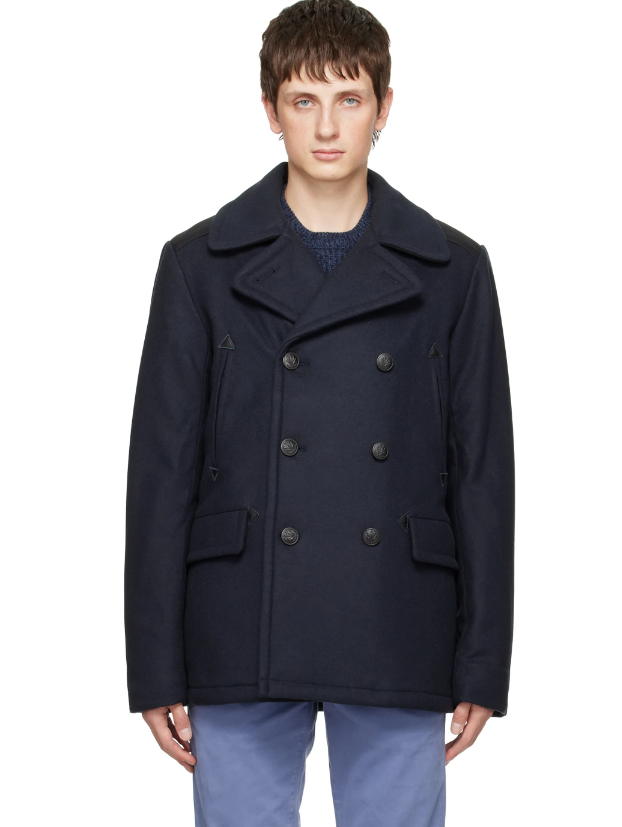 NEW Rag Bone Men's Navy Suffolk Peacoat in Dark Navy Size XL