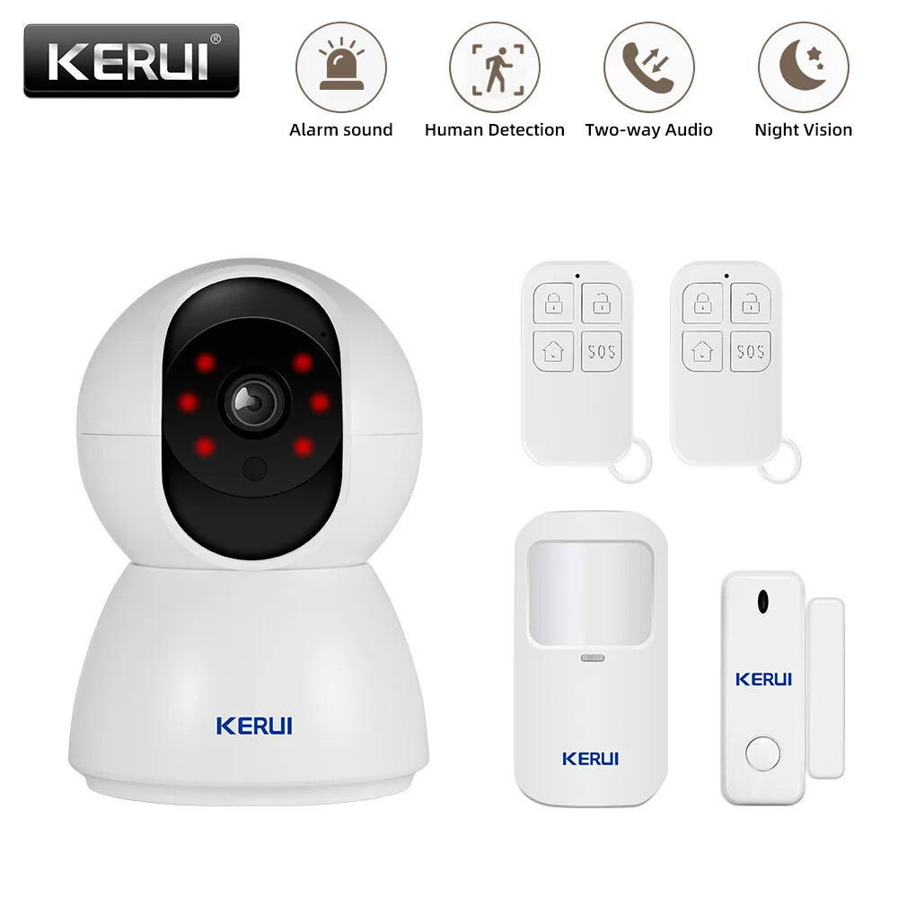 KERUI Smart WIFI Wireless Home Security Burglar Alarm System Detector  Camera Kit