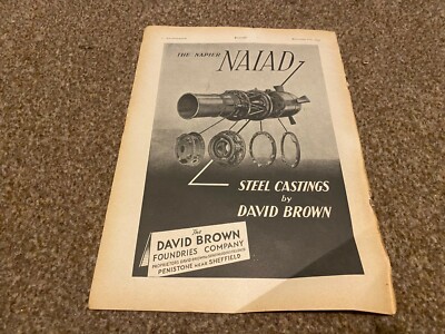 AC28 WERBUNG 11X8 THE NAPIER NAIAD - STAHLGUSS VON DAVID BROWN FOUNDARIES