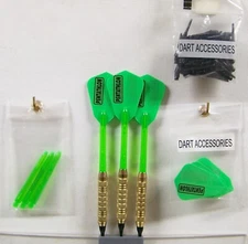Darts Fat Cat Highlander 16 gm Soft Tip Dart Set with Green Fan Tail Flights