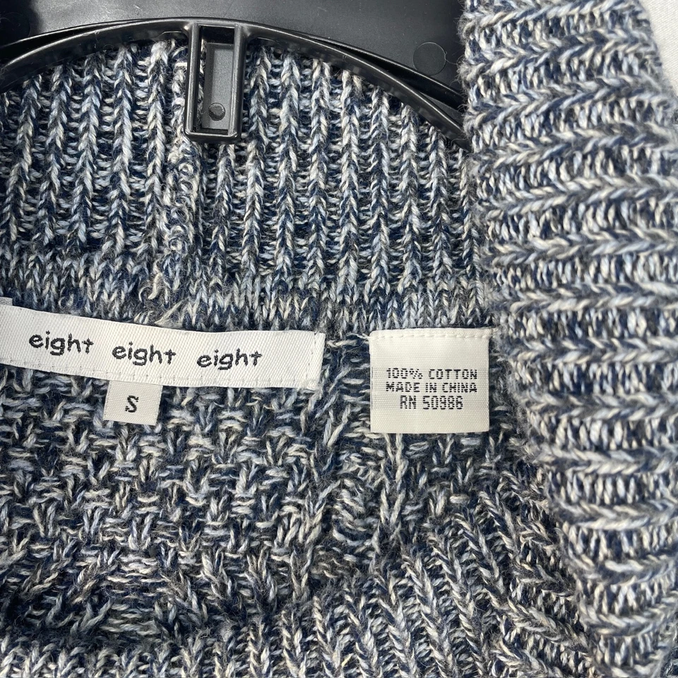 Eight Eight Eight Sweater Womens Size Small Blue 100% Cotton Knit  Turtleneck - Image 3 of 4