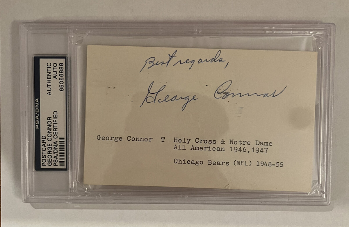 George Connor Autographed Signed Chicago Bears Hall Of Fame Postcard PSA/DNA Authentic 