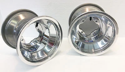 DWT Polished A5 Rolled Lip Rear Wheels Rims PAIR 9" 9x8 3+5 4/110 TRX 250R 450R - Bild 1 von 2