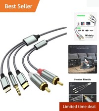 Durable 3 in 1 Lightning, USB C to RCA Audio Cable - Plug Play Convenience