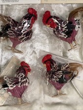 Lot Of 4 Packages - Artificial Birds, Roosters, Pink / Mauve Bodies
