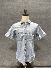 Dickies Mens Medium Chambray Work Shirt Short Sleeve Blue Button Up Workwear