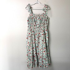 Draper James Taylor Smocked Waist Dress Plus Size 1X Strawberry Field Tie Straps