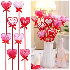 16 Pcs Valentines Day Tree Decor Heart Floral Picks 12" 3D Wooden Valentines ...